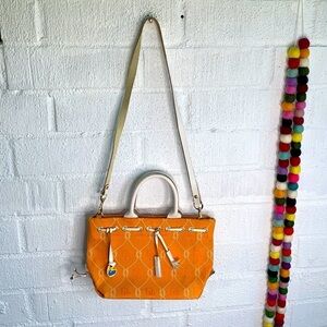 Dooney & Bourke Fabric Canvas Orange Hand Tote Vintage Crossbody Bag
